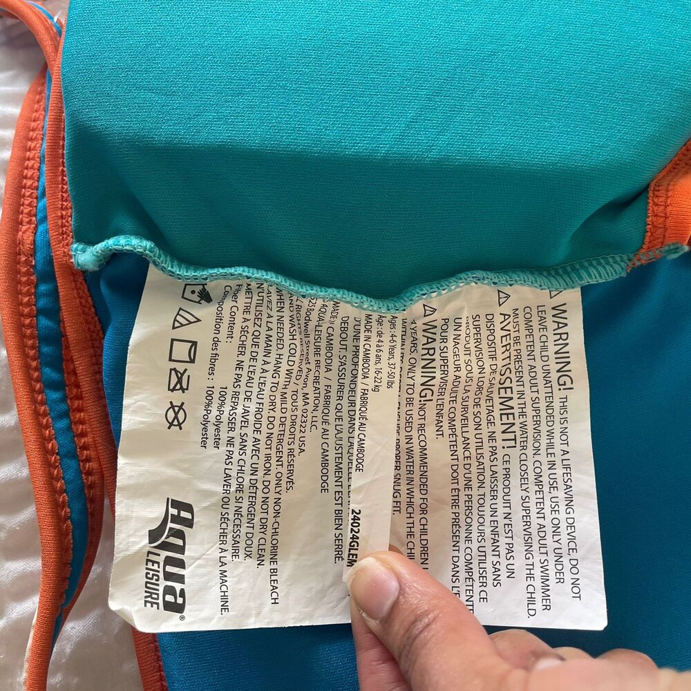 Aqua Swim School Training Vest Safety Strap Blue Shark Ages 4-6 Years, 37-50 lb - Picture 7 of 7